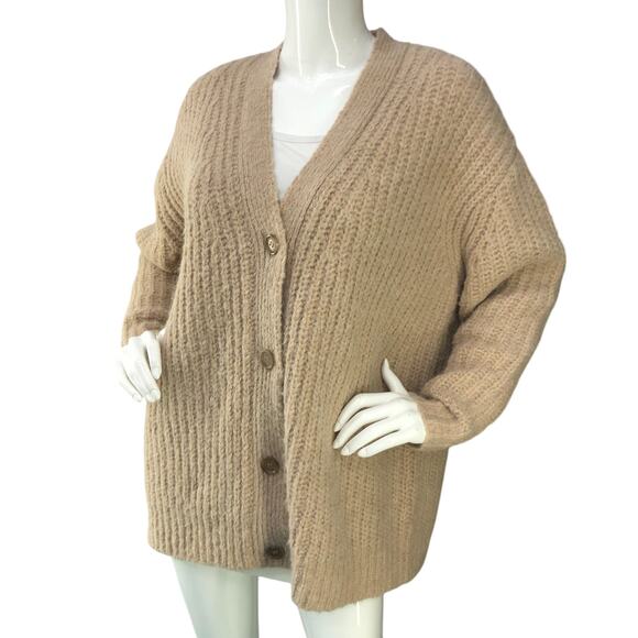 Jenni Kayne Women Size XS Cardigan Cocoon Sweater Knit Alpaca Wool Blend Oatmeal